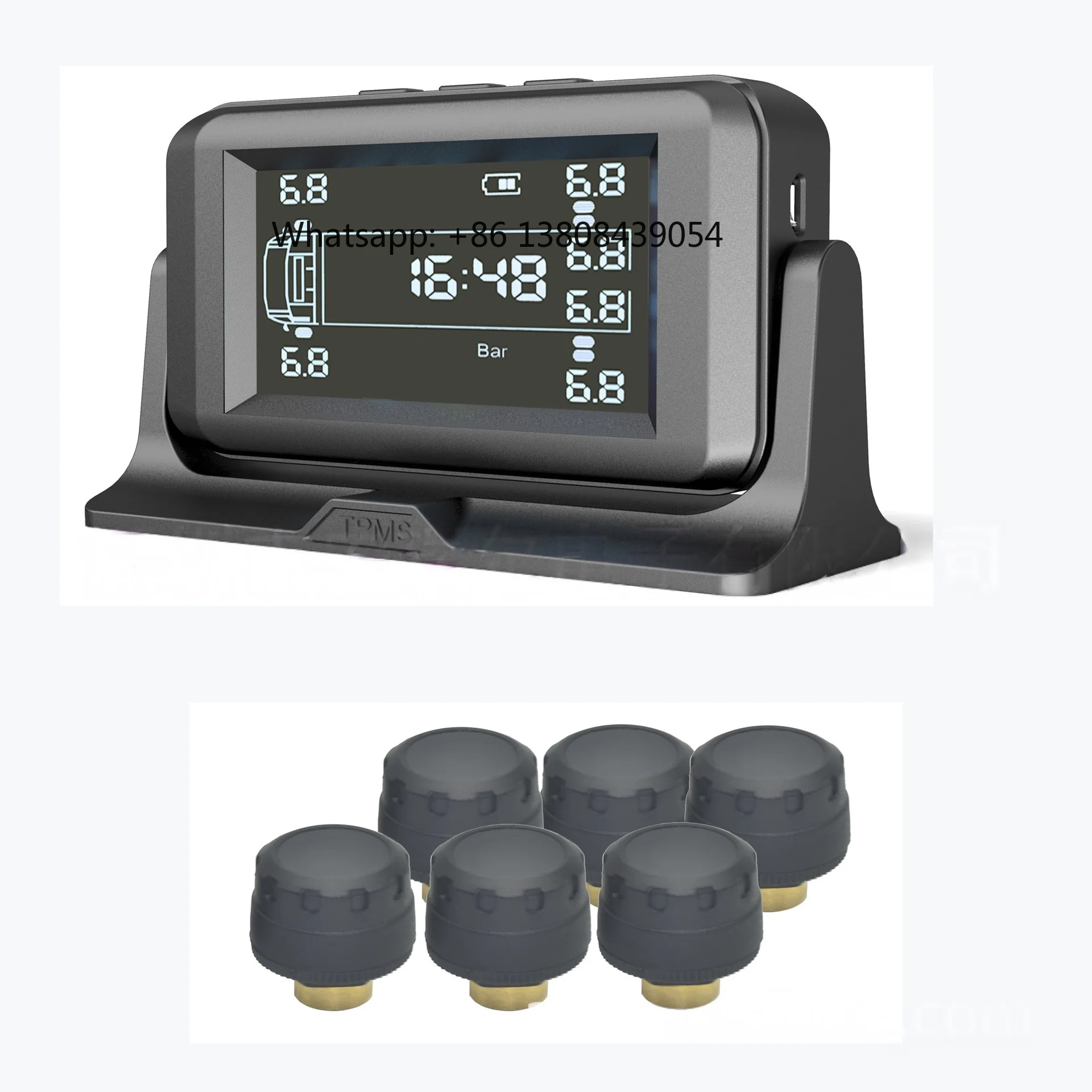 Truck Trailer TPMS Tire Pressure Monitor Solar Powered for 8/10/12/14 Wheels Heavy Duty Truck Special Vehicle with LCD Display