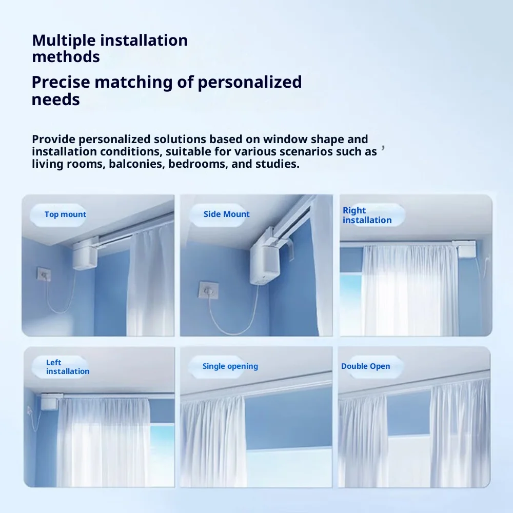 Smart Electric Curtain Track Hidden DC Silent Motor Auto Open/Close with Scene Linkage Customizable Smart Home Curtain Rail
