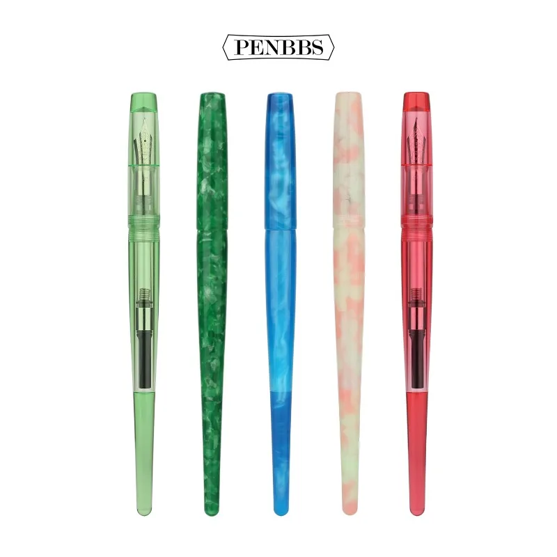 Перьевая ручка Penbbs 267, красивая цветная ручка с длинным акриловым корпусом, иридиевое перо F, 0,5 мм, прозрачная, с узором, для офиса и канцелярии