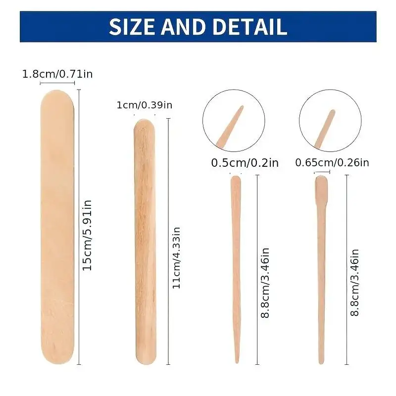 500PCS Woman Wooden Hair Removal Stick Disposable Depilation Spatula Wax Sticks Wood Face Eyebrows Waxing Spatula Beauty Tool