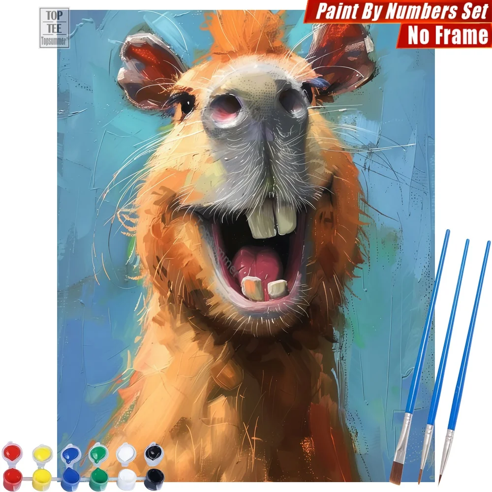 

Набор для цифровой живописи маслом Joyful Rodent Grin DIY - Игривый текстурированный портрет, декор для комнаты, подарок на день рождения для сына