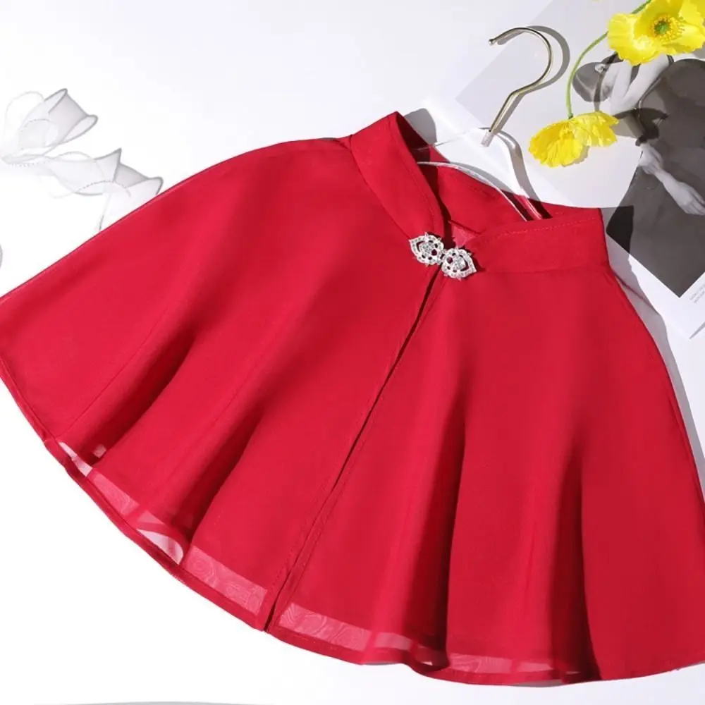 الشيفون العروس فستان الزفاف شال شفاف حجر الراين مشبك فساتين السهرة والأوشحة بلوزة عباءة بلون شيونغسام الرأس