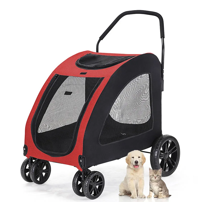 

Pet Stroller Travel Folding Carrier Easy One-Hand Fold Luxury Pet Dog Stroller 4 Wheels