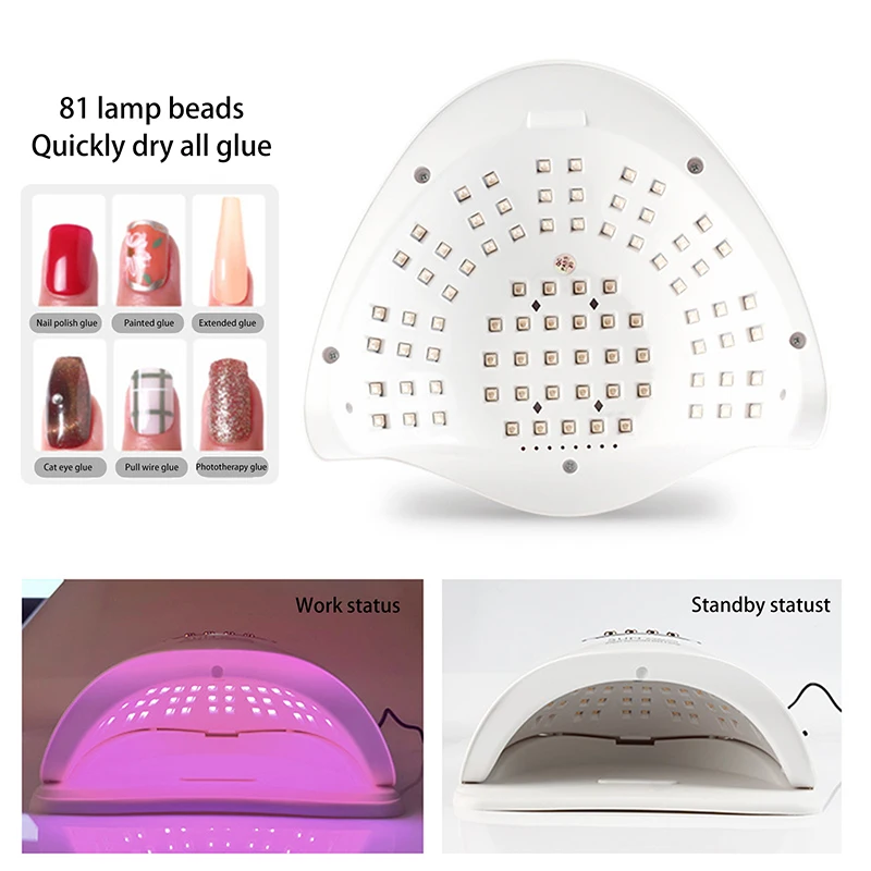 380W UV LEDネイルランプ、81個のビーズ付きプロ用ネイルドライヤー ジェルポリッシュライト、4つのタイマー設定付きUVネイルライト