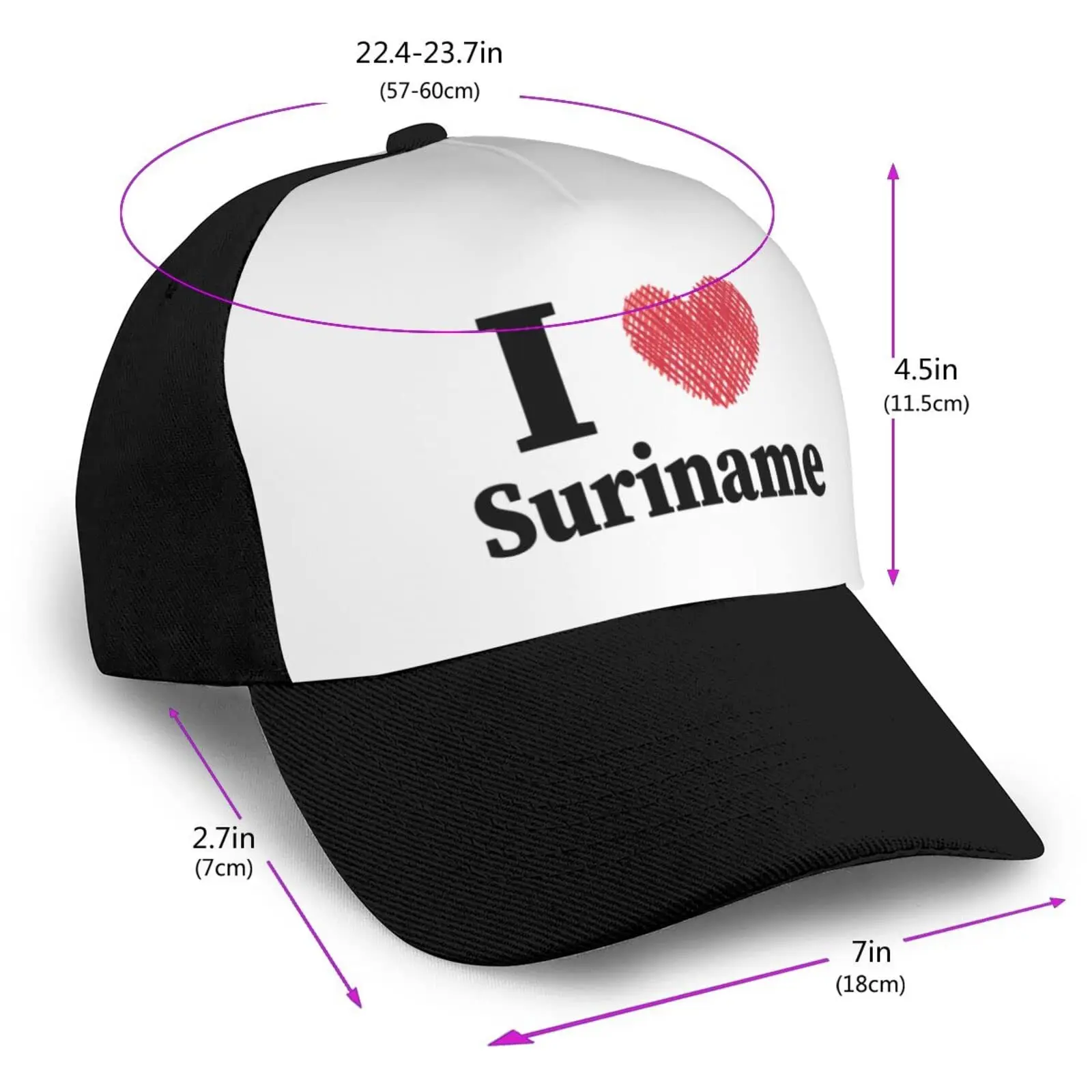 I Love Suriname Baseball Cap Women Men Outdoor Leisure Sun Hat Adjustable Truck Driver Baseball Caps Dad Hats