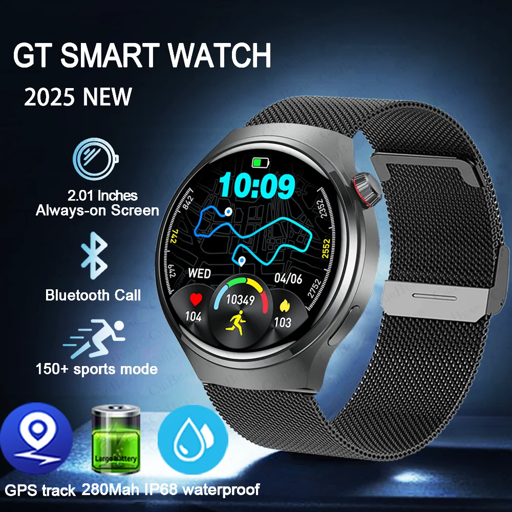 

2026 NEW Outdoor Sports Smartwatch Men 1.53inch 360*360 HD Bluetooth Call GPS Track Weather Waterproof Smart Watch For GT Series