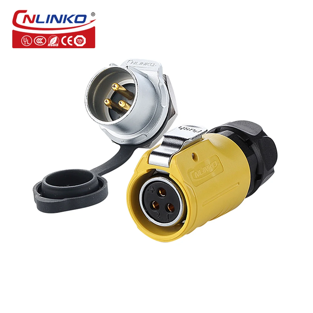 CNLINKO M20 2-12 Pin Panel Mount Quick Lock AC DC Power 12V Male Female Plastic Quick-connect Waterproof Aviation Connector