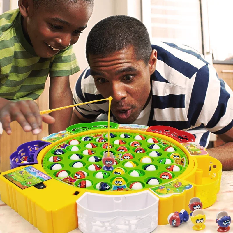 Fishing Toys Electric Rotating Magnetic Play Game Music Spinning Fish Plate Water Party Musical Sports Toy Set Toy for Kid Gift