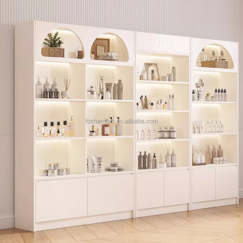 custom.Cosmetic Store Decoration Design Simple Modern Style Skin Care Display Cabinet Perfume Cosmetic Shop Showcase