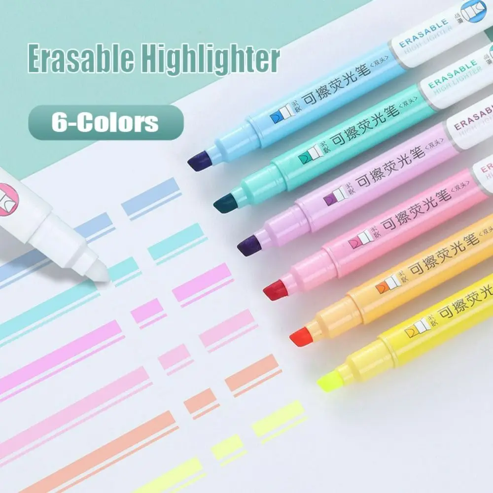 6-Colors Highlighter Erasable Art Stationery Marker Pen Learning Markers Drawing/Painting/Graffiti Scrapbook Pen School