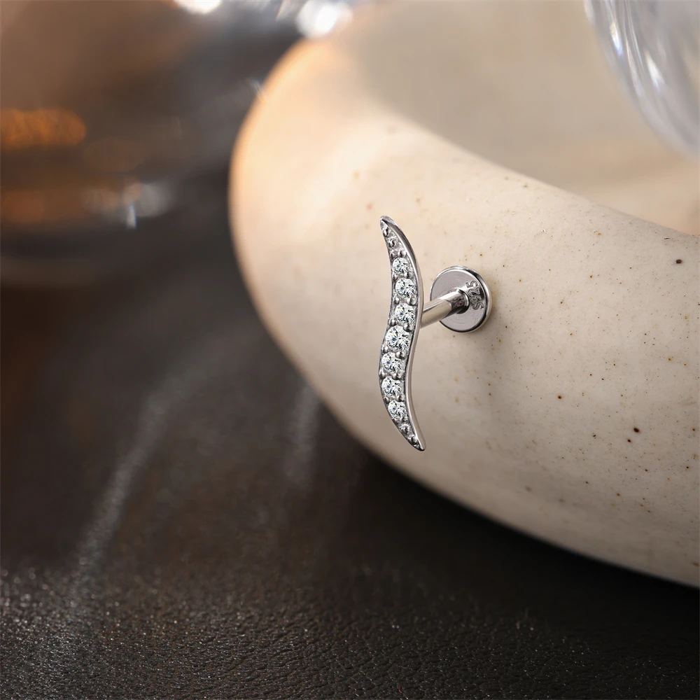 ROXI Moissanit 925 Sterling Silber Geometrischer Quasten-Ohrstecker für Damen, flacher Rücken, Helix-Blumenanhänger, edler Schmuck – Detail 32