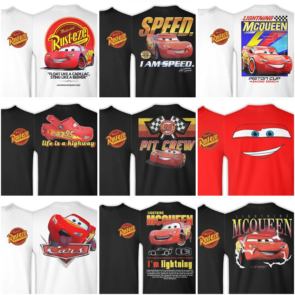 Cars Lightning McQueen Logo T-Shirts for Men Women Funny 100% Cotton Tee Shirt O Neck Short Sleeve T Shirts Double-sided Printed