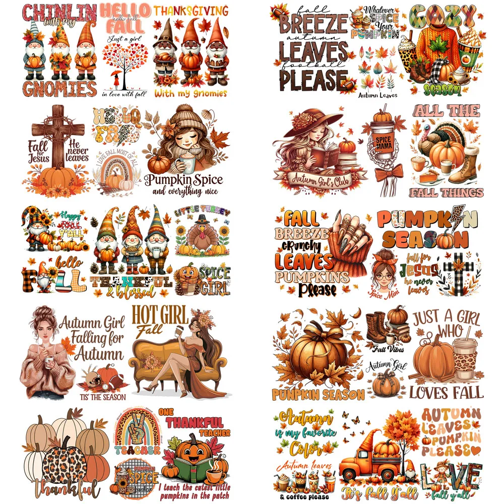 Happy Fall yall Vibe Sticker for 16oz Glass Cups Autumn Leaves UV DTF 3D Transfers Crafts Sticker Punpkin Pic Cup Wraps