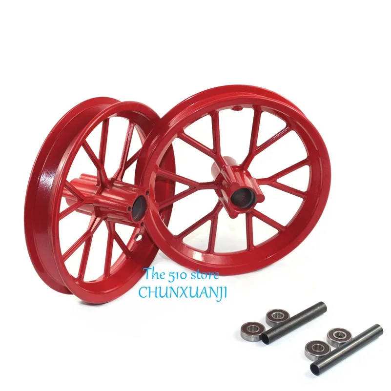 Pair Front Rear 121/2 x 2.75 Tire Wheel Rim Replacement for 49cc Mini Moto Pocket Dirt Bike, red