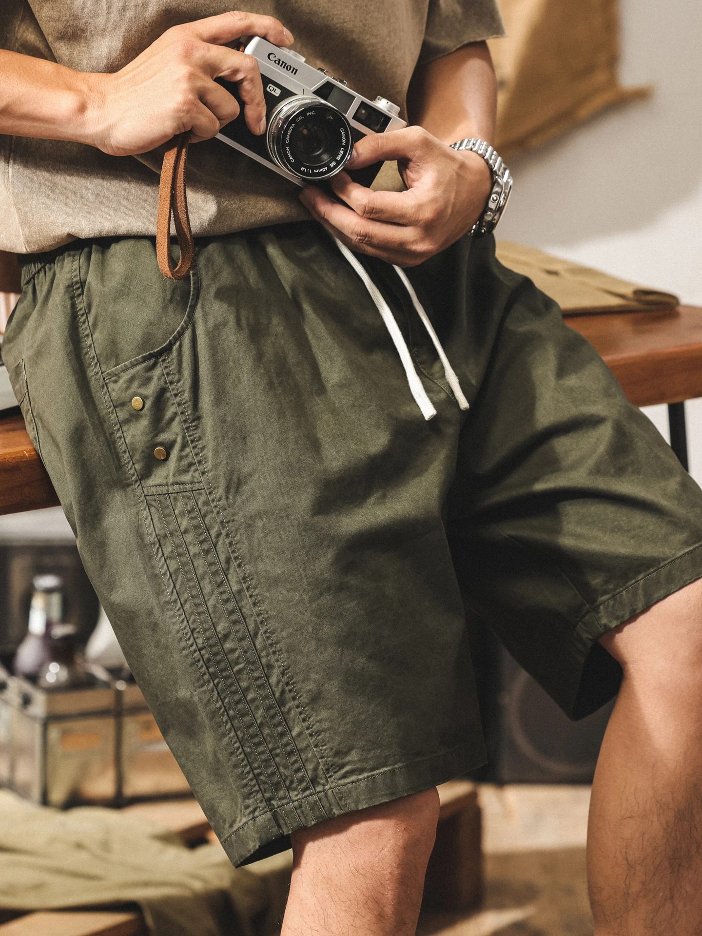 

Уличная рабочая одежда в стиле милитари, мужская свободная повседневная одежда длиной пять четвертей, американский ретро, дышащий хлопок, летняя...