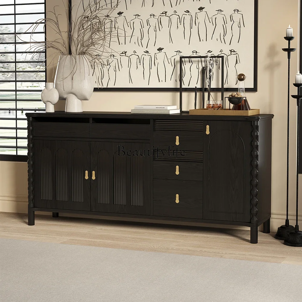 

ls 42 French retro solid wood dining side decoration American medieval living room storage cabinet