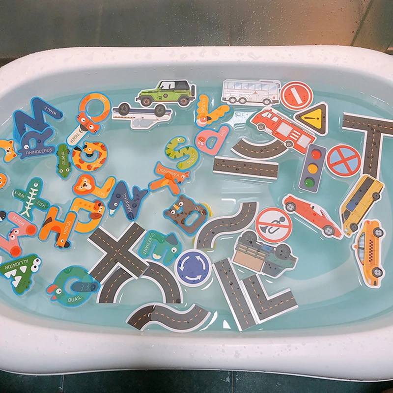 Baby Train Bath Toys Soft EVA Letter Puzzle Animals Alphanumeric Bathtub Water Toy Early Educational Kids Floating Bathroom Toys