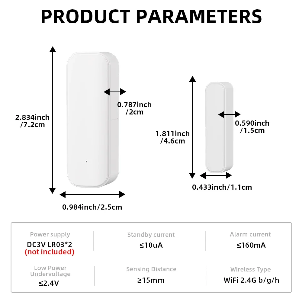 Tuya WiFi or Zigbee Window Door Sensor With Battery Smart Home Security Alarm System Voice Control Via Alexa Google Home Smart