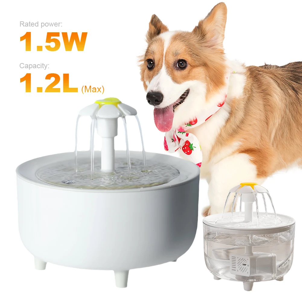 Pets Water Fountain Auto Filter USB Electric Mute Cat Drinker Bowl 1200mL Recirculate Filtring Drinker for Cats Water Dispenser