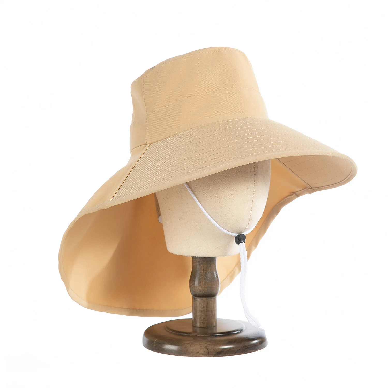 قبعة دلو للشمس في الهواء الطلق للنساء والفتيات، قبعة صيد بحافة واسعة مع غطاء للرقبة، قبعة سفاري للحماية