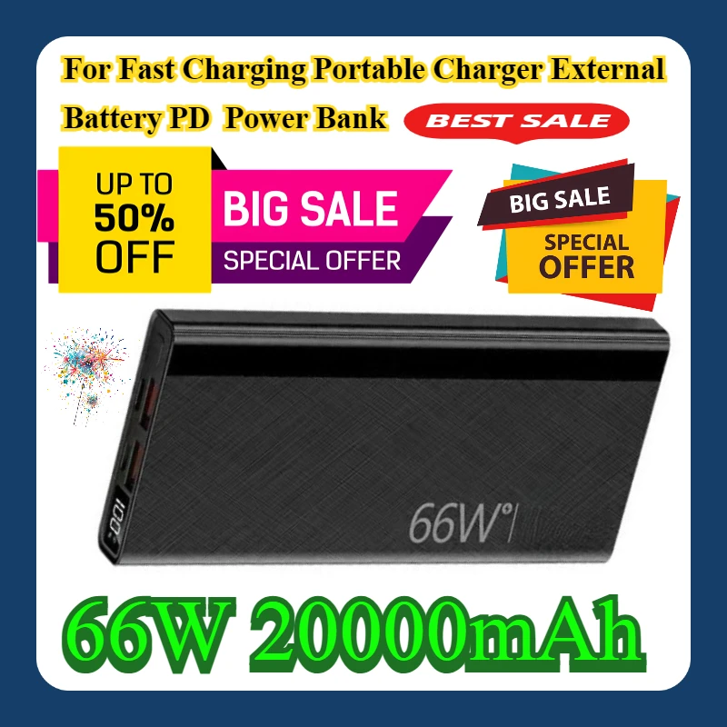 

For Fast Charging Portable Charger External Battery PD 66W 20000mAh Power Bank