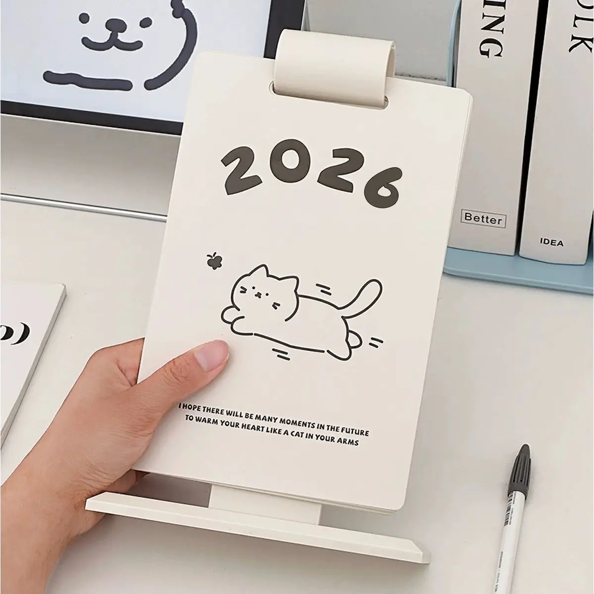 Cute Flip Calendar 2026 Desktop Calendar Ins Office Desktop Ornament Perpetual Calendar Note Planner Stationery Office Supplies