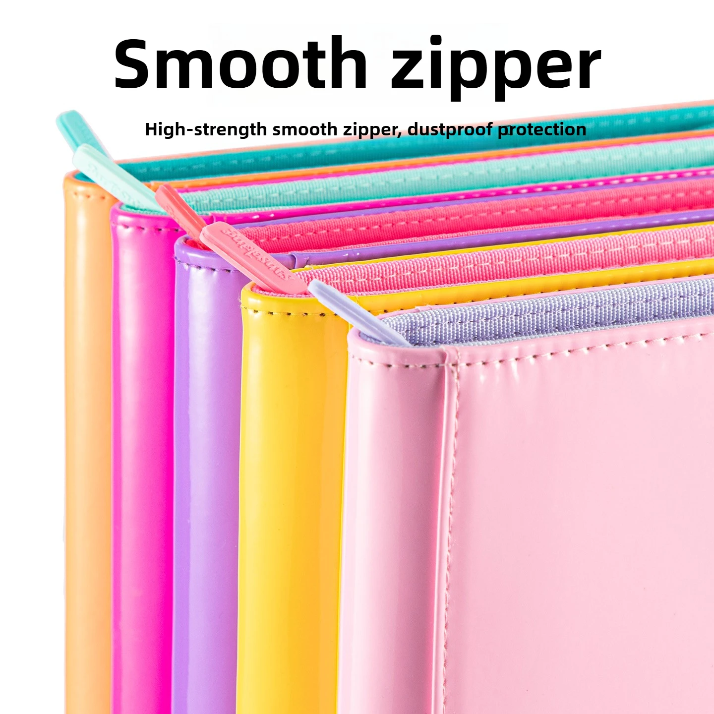 Sanseking Zippered 9-Pocket Card Binder | Pink Glossy PU Leather Album for Pokémon, Yu-Gi-Oh TCG Card Storage Game Cards Collect