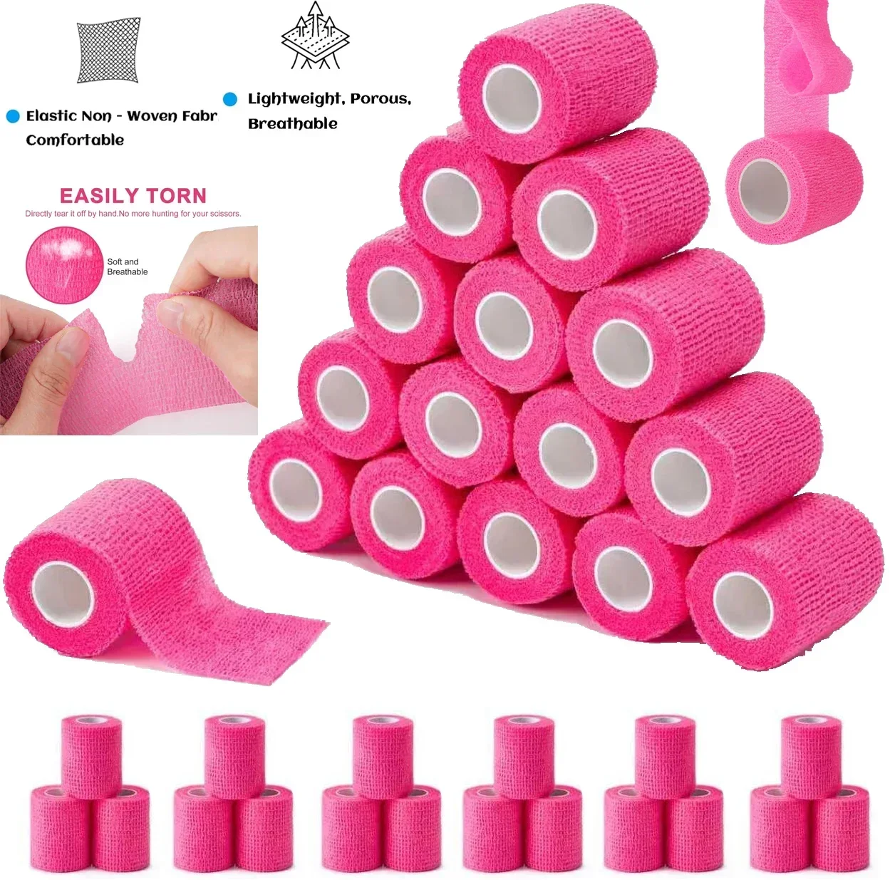 NARKASY 48/24/12/6/3PCS Black Tattoo Grip Bandage Cover Wraps Tapes Self-adhesive Elastic Bandage for Tattoo Machine