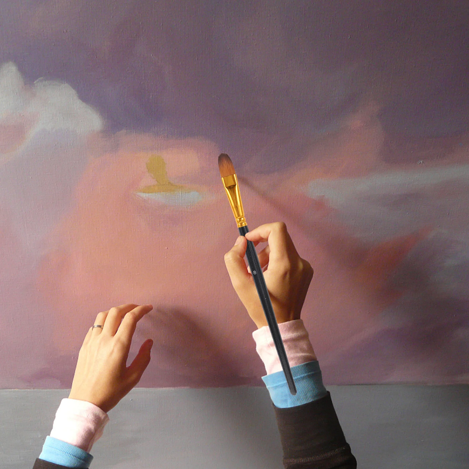 

1Set Painting Brush Set Premium Wood Handle Nylon Bristle Brushes for Oil Watercolor Acrylic Drawing Craft Art Projects Beginner