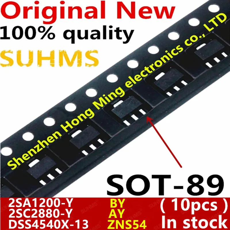 Image of (10 Stück) 100 % neuer 2SA1200 2SA1200-Y VON 2SC2880 2SC2880-Y AY DSS4540X-13 ZNS54 SOT-89 Chipsatz