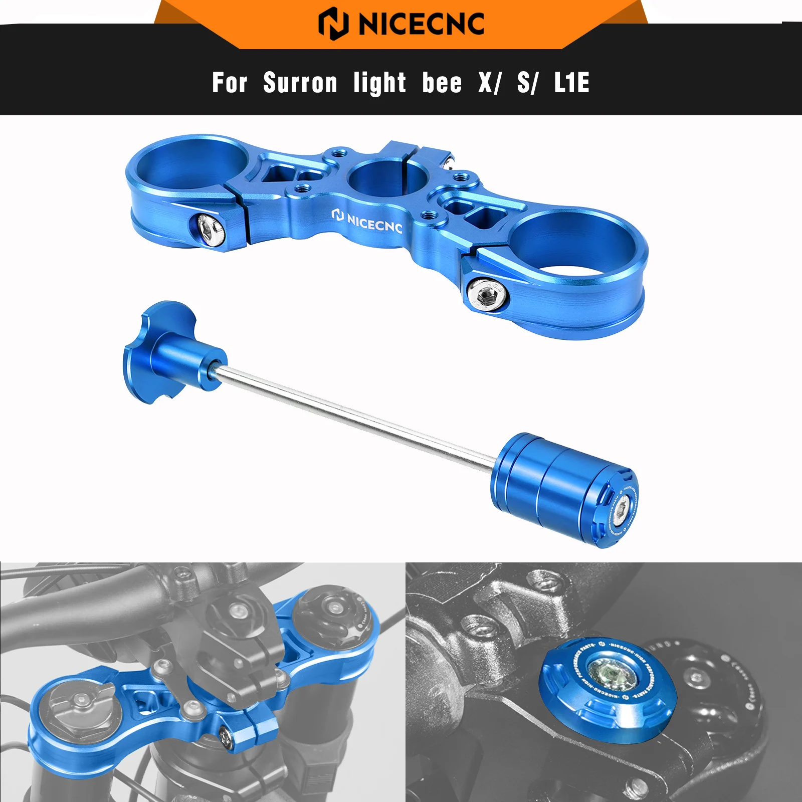 

NICECNC Upper Triple Clamp Top Link & Front Fork Suspension Core For Surron light bee X light bee S Sur-ron 2024 2025 Bike Parts