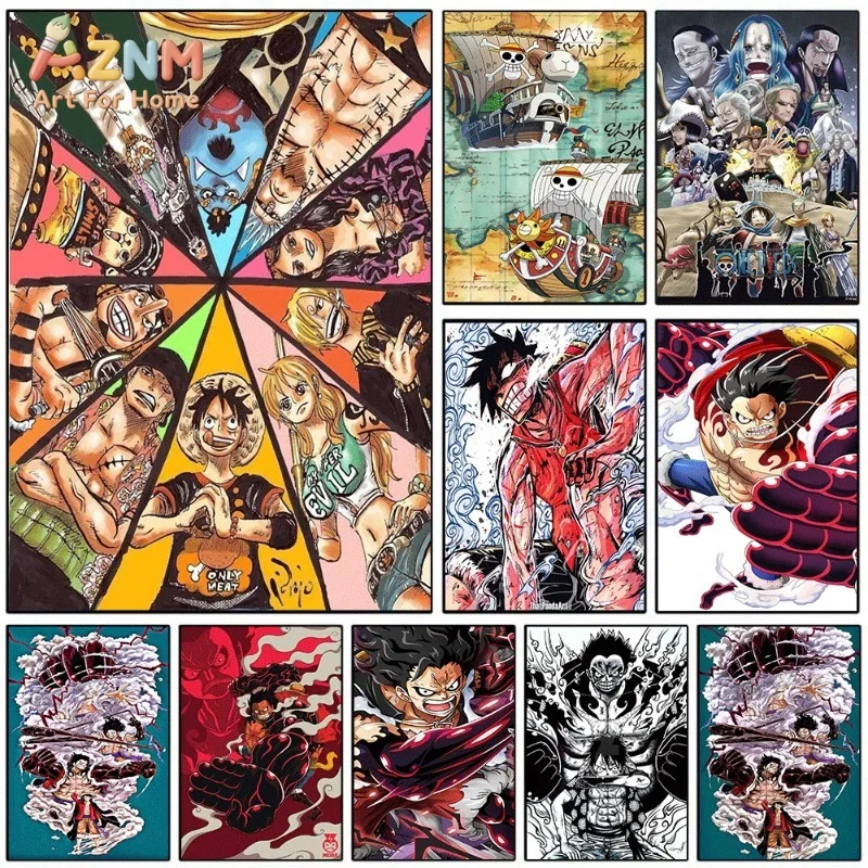 One Piece Straw Hat Pirates Crew Anime Canvas Wall Art Unframed Single Canvas Print Poster For Bedroom Living Room Home Wall