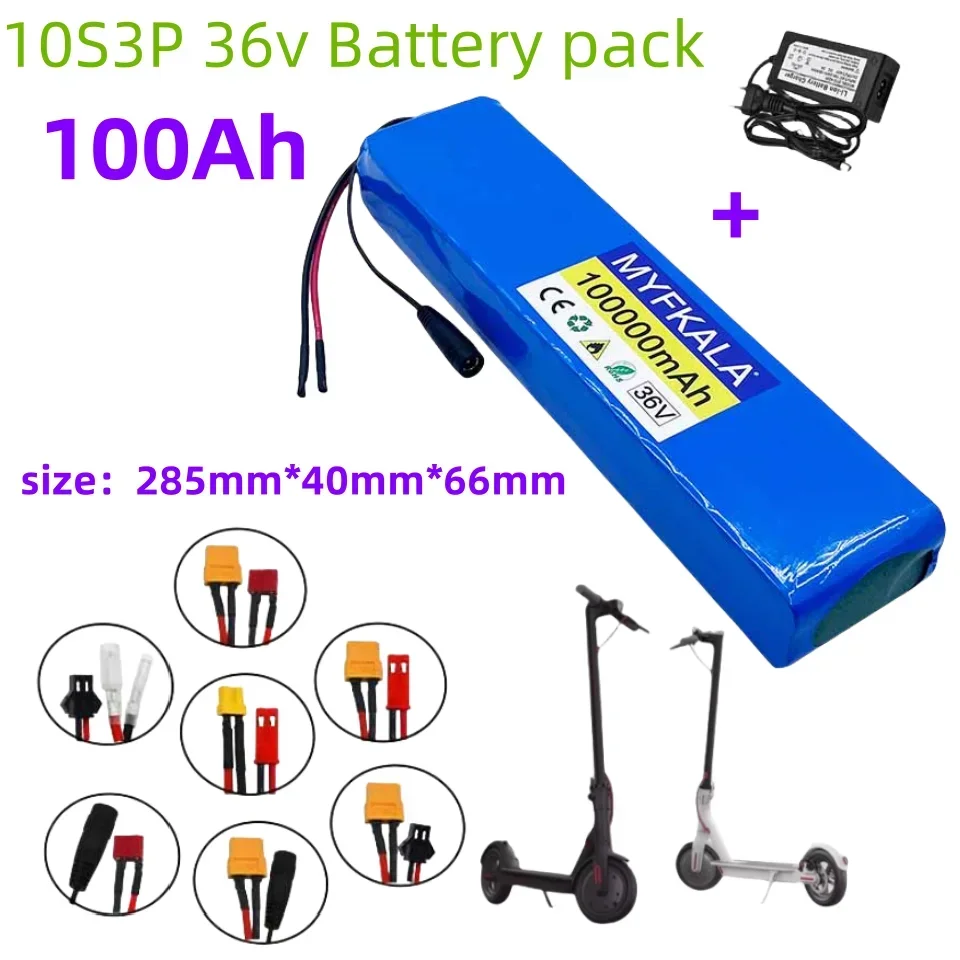 

36V 100Ah 10S3P 18650 Lithium Battery Pack 20A BMS For XIAOMI MIJIA M365 PRO Electric Bicycle Scooter