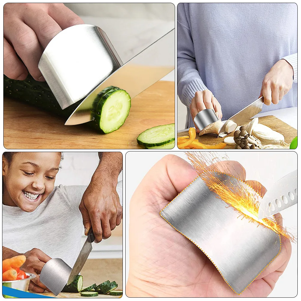 

8Pcs Stainless Steel Finger Protector Kit Compact Reusable Hand Guard for Safe Vegetable Cutting Kitchen Essential