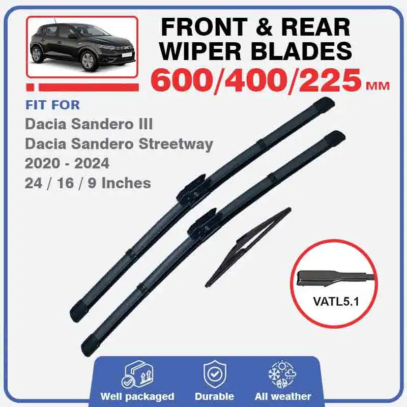 Front Rear Wiper Blades For Dacia Sandero 3 III 2020-2024 Streetway Renault Logan Taliant Car Accessories Windscreen Windshield