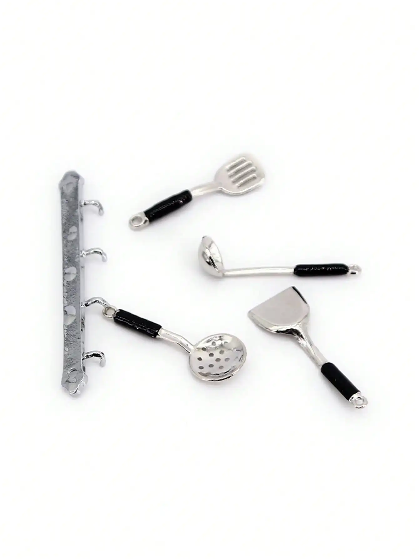 1:12 Scale Dollhouse Miniature Cooking Utensils Set, 5Pieces Hanging Spoons Kitchen Accessories, Wall Decor for Mini House Scene