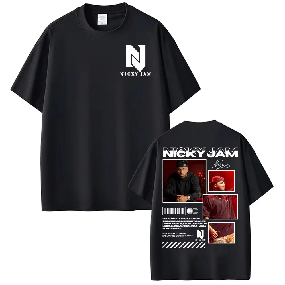 Rapper Nicky Jam Album Tour Graphic T Shirts Men's Clothing Fashion Hip Hop Street T Shirt women Comfort Short Sleeve T-shirts