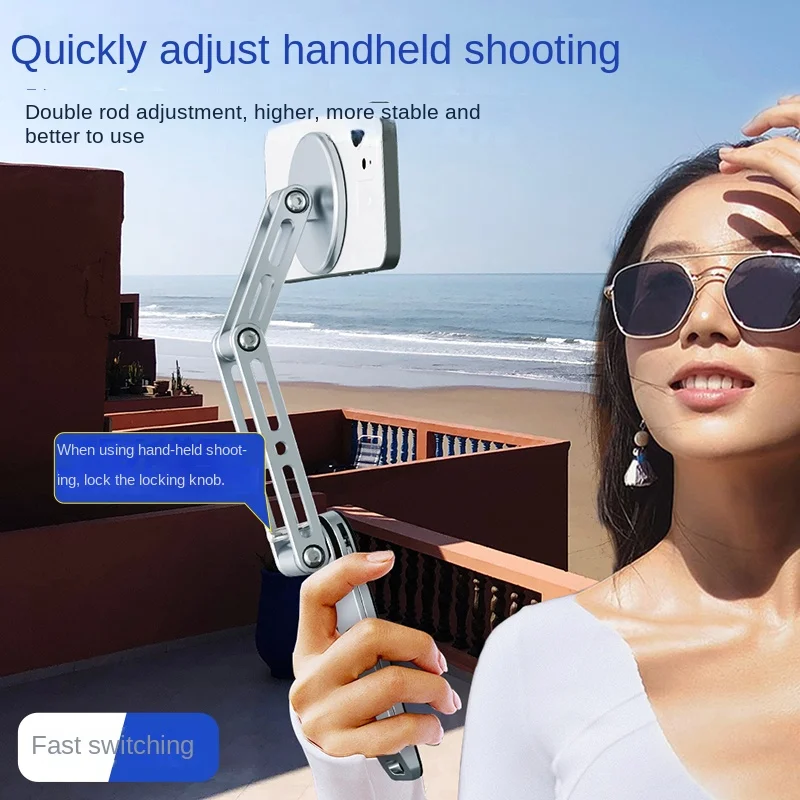 Mocny magnetyczny uchwyt na tablet Ręczny statyw do selfie do iPada iPhone'a 360 °   Obrotowy Składany Do Podróży i Na Biurko Wygodny Model — zdjęcie produktu 4