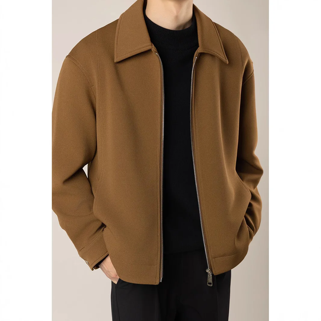 Men Coats Solid Jackets Turn Down Collar Coat Full Sleeve Zipper Y2k Streetwear Jacket Work Casual Outerwear Autumn Winter 2026