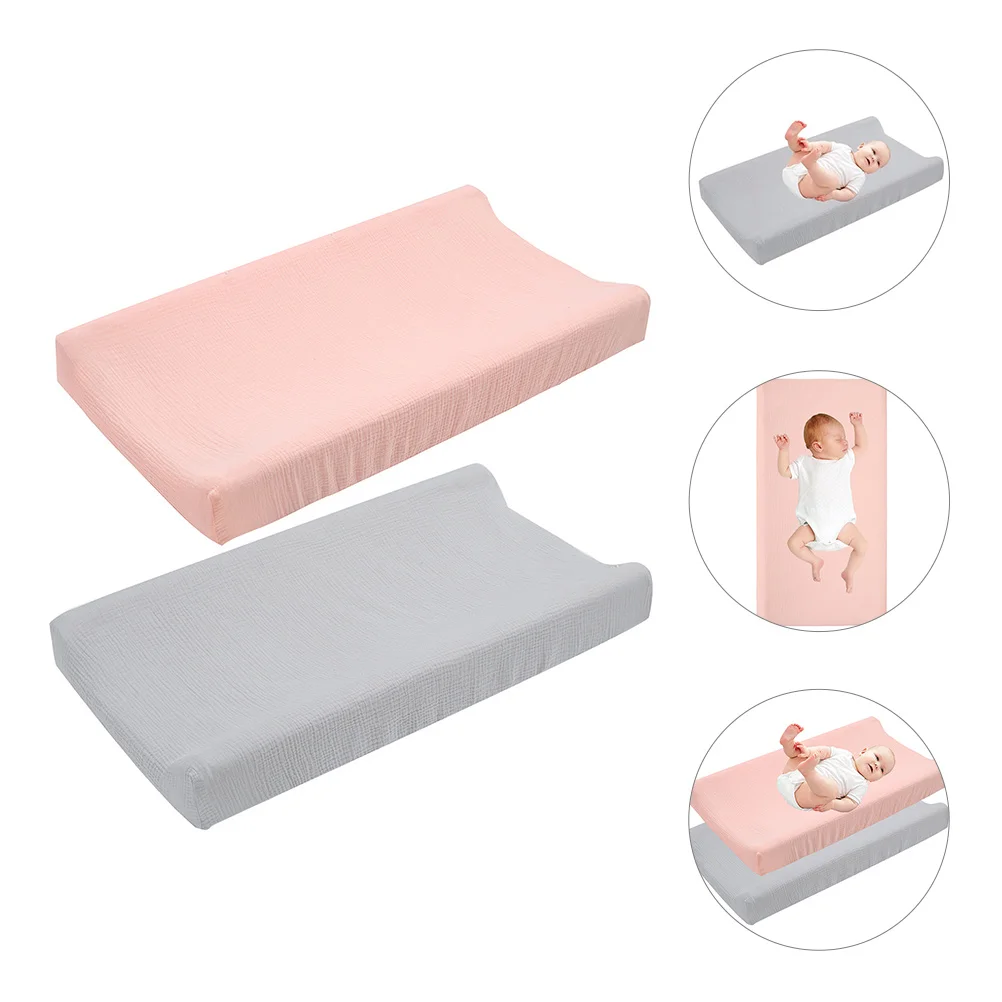 

2 Pcs Changing Table Cover Cotton Bassinet Cushion Washable Pad Breathable Child