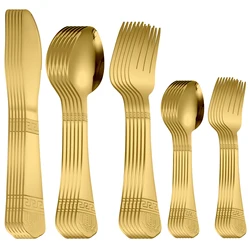 4/5/6/7/24/30 Western style stainless steel crown tableware set, gold tableware knife, fork, spoon, reusable