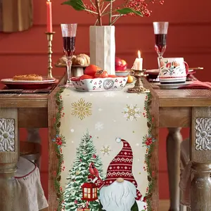 Weihnachtsbaum Gnom Gold Cardinal Snow Flake Leinen Tisch Korridor Dating Cachecol Winter Weihnachtsfeier Dekorationen Navidad Dekorationen 2025 8 Hauptverkauf Gold Table Korridor - №8