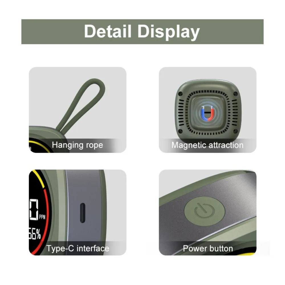 Detector de monóxido de carbono 3 em 1, display LCD de alta definição, recarregável, temperatura e umidade, magnético