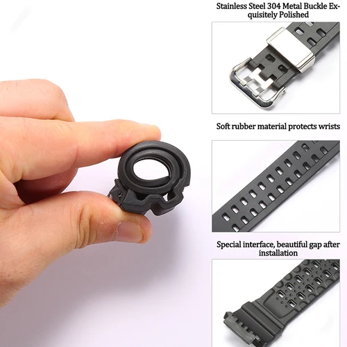 Imagen 2 del producto Correa de reloj de resina apta para Casio GW9400 G-9300, repuesto de correa deportiva negra resistente al agua, accesorios de bisel de acero GW 9400