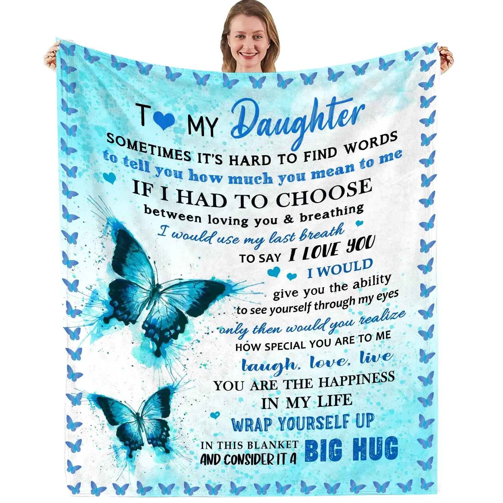 Sofa Throw Blanket for Daughter Gifts,soft Flannel Bed Blankets To My Daughter Christmas Blanket From Dad Mother,Birthday Gifts