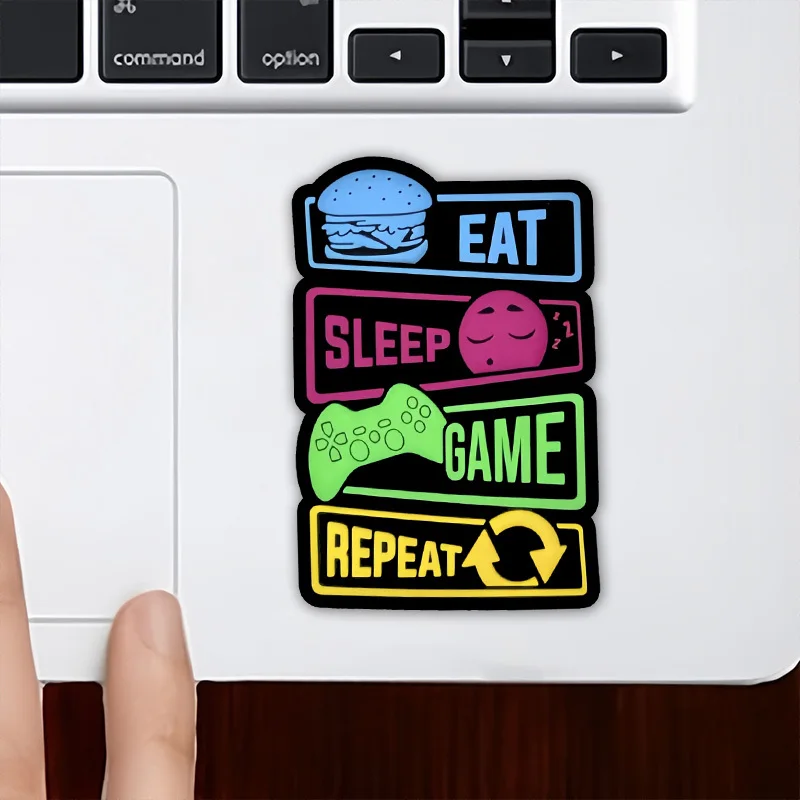 

1Pc 2D Flat "Eat Sleep Game Repeat" Sticker, Waterproof Sunproof Vinyl Decal for Motorcycle Helmet, Car Body, Laptop, Mug