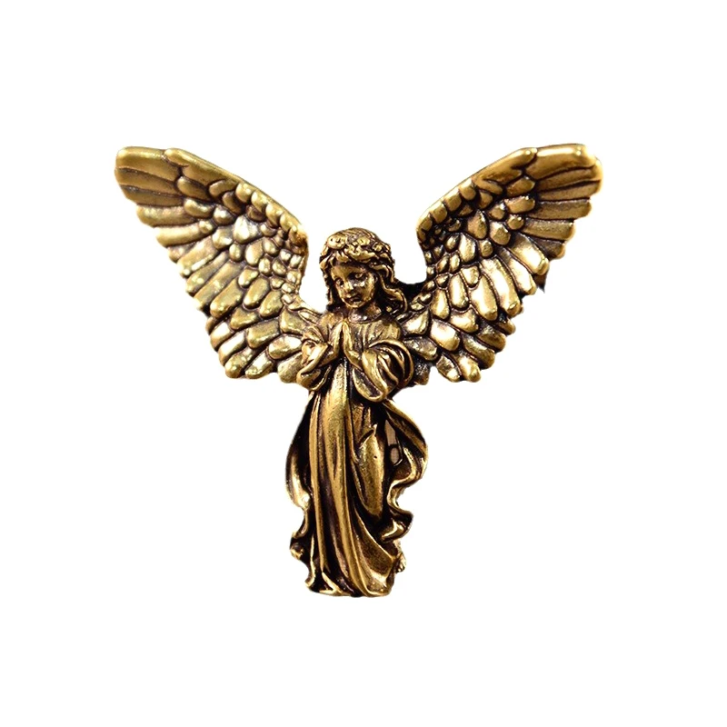 1 قطعة النحاس خمر المباركة الحارس الملاك التماثيل المنمنمات سطح المكتب الحلي جميل تمثال صغير ديكور المنزل الحرف