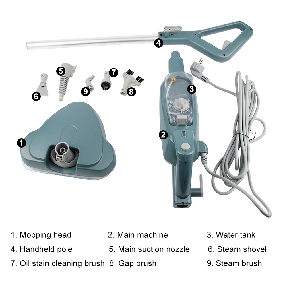 Elektrischer Dampfwischer, Wasserspray, Hochtemperatur-Dampfgarer, Sterilisationsreiniger, Bodenwischen, Kehrmaschine, Handreinigung, Fensterwascher