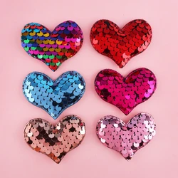 10pcs 40*50mm Sequins Heart Padded Glitter Appliques for DIY Clothes Hat Shoes Sewing Patches Handmade Valentine's Day Decor