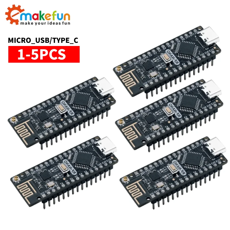 1-5PCSRF-Nano for Arduino Nano V3.0 Type C Nano Board ATmega328P Lgt328P CH340 Integrate NRF24L01+2.4G Wireless for RF24 Library